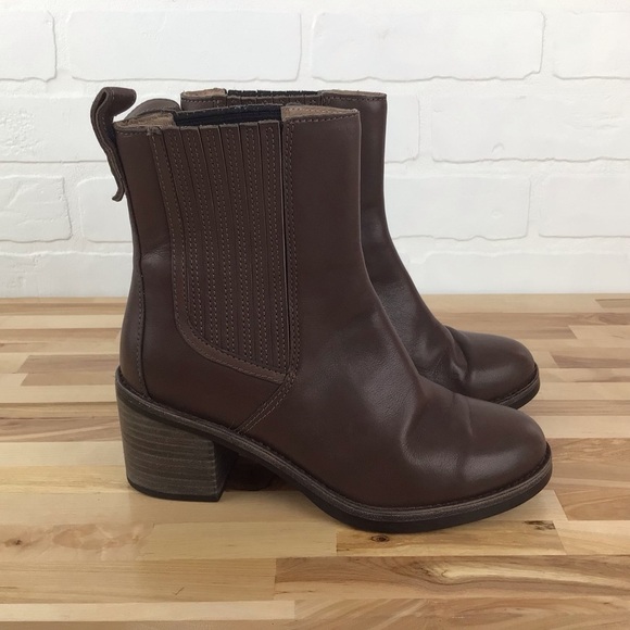 UGG maroon brown leather ankle boots chunky heeled booties rodeo southwestern 6 - Picture 3 of 15